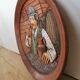Vintage Embossed Clay Plate: Man Drinking, Retro Wall Decor