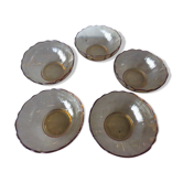 5 cups or ramekins in amber glass