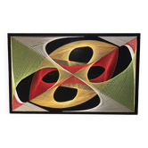Large psychedelic design painting with multicolored stitch and thread from the 1970s