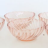 Rosaline pink glass bowls, arcoroc, lot of 6, vintage french, vintage