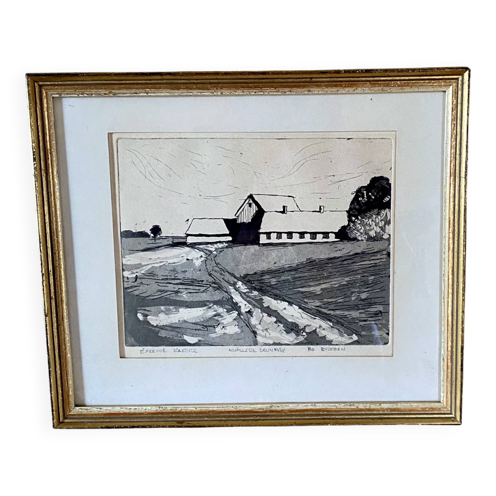 Engraving by Bo Rydstern, 1980s, under glass