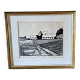 Engraving by Bo Rydstern, 1980s, under glass