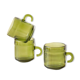 3 tasses à café vintage en verre vert