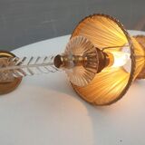 Pair of vintage wall lamps plexi lampshade pleated gold