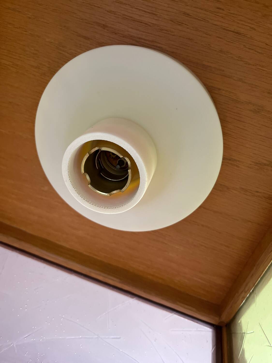 1960s wooden stained glass pendant light