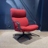 Geoffrey Harcourt F154 vintage swivel armchair for Artifort red fabric 70s