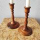 Paire de bougeoirs vintage bois tourné