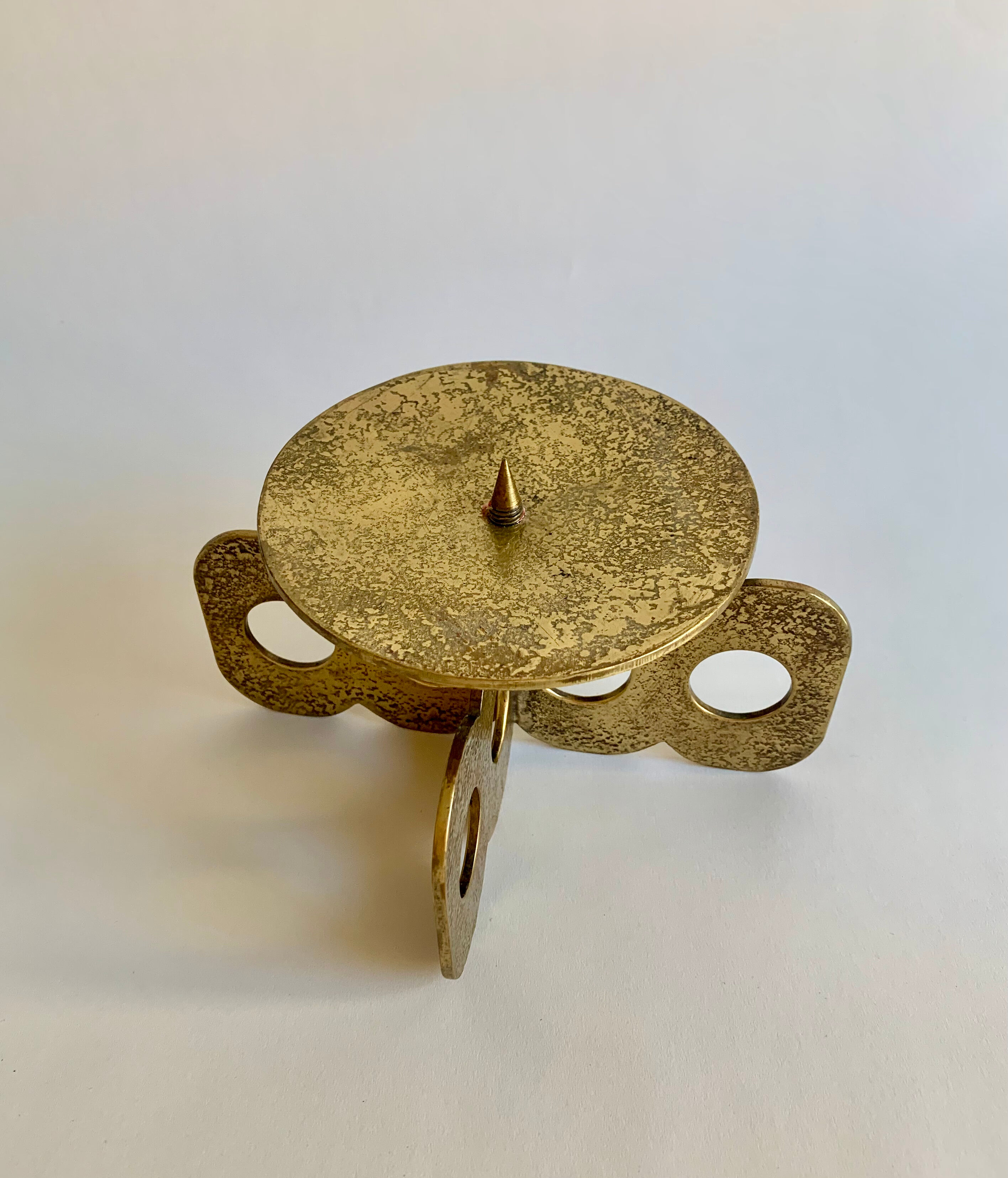 Brutalist bronze candleholder, 1970s