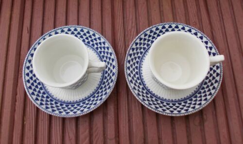 2 cups Adams Brentwood Blue Ironstone coffee