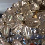 Vintage floral ball hanging lamp, 3 lights 60s