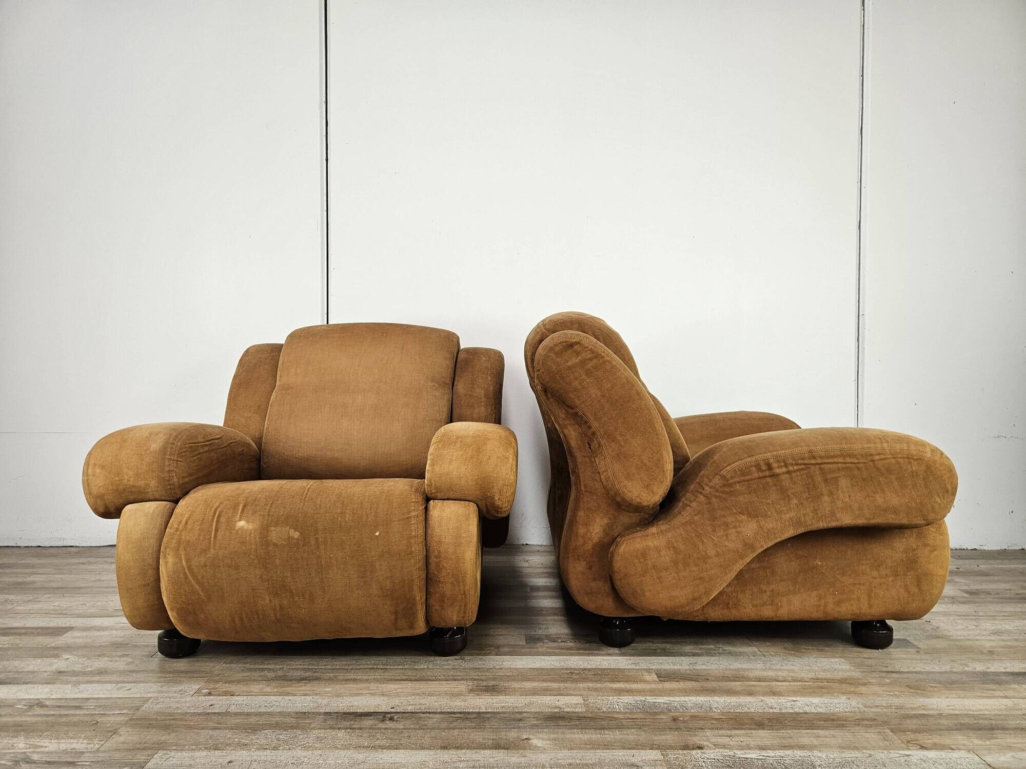 Pair of 1970s fabric armchairs