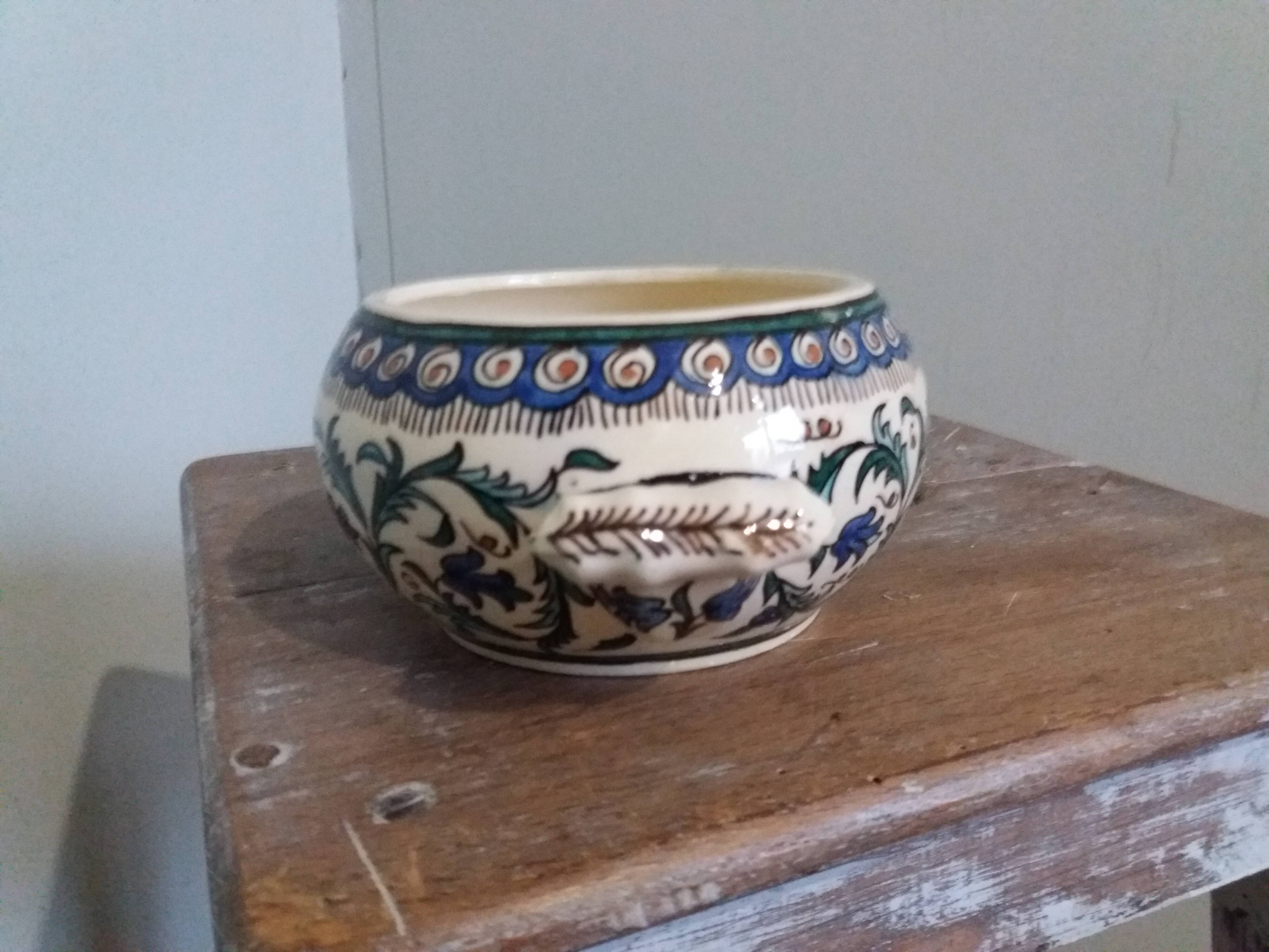 Hand painted Desvres style pot