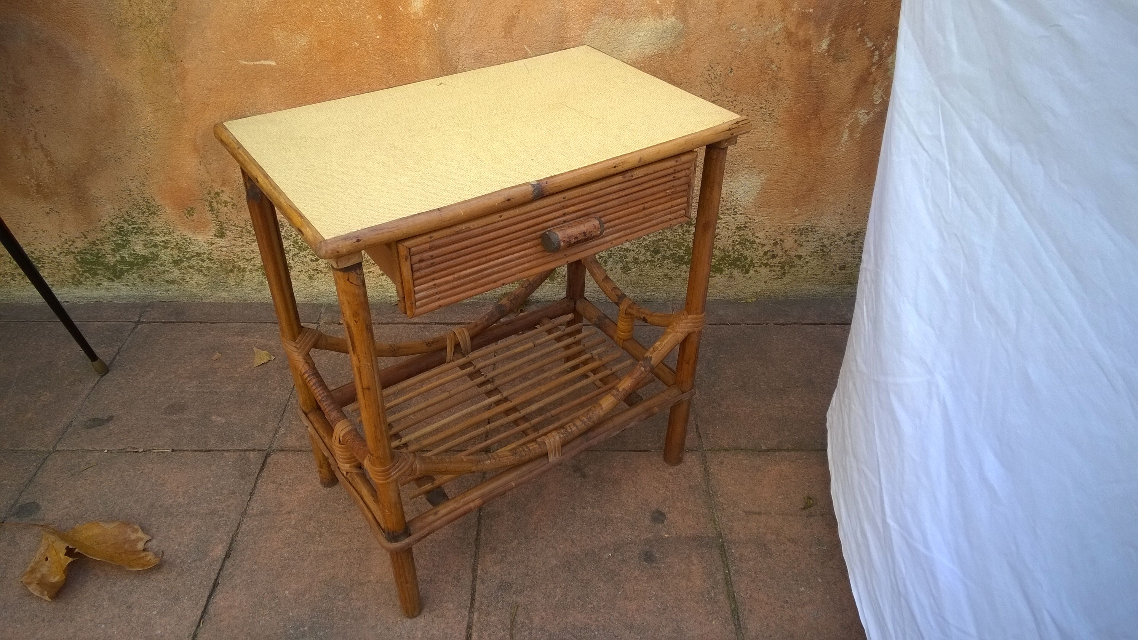 Bedside in rattan and bamboo