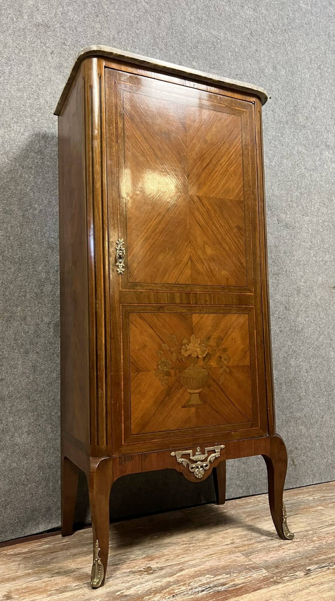 Louis XV style cabinet in marquetry circa 1850