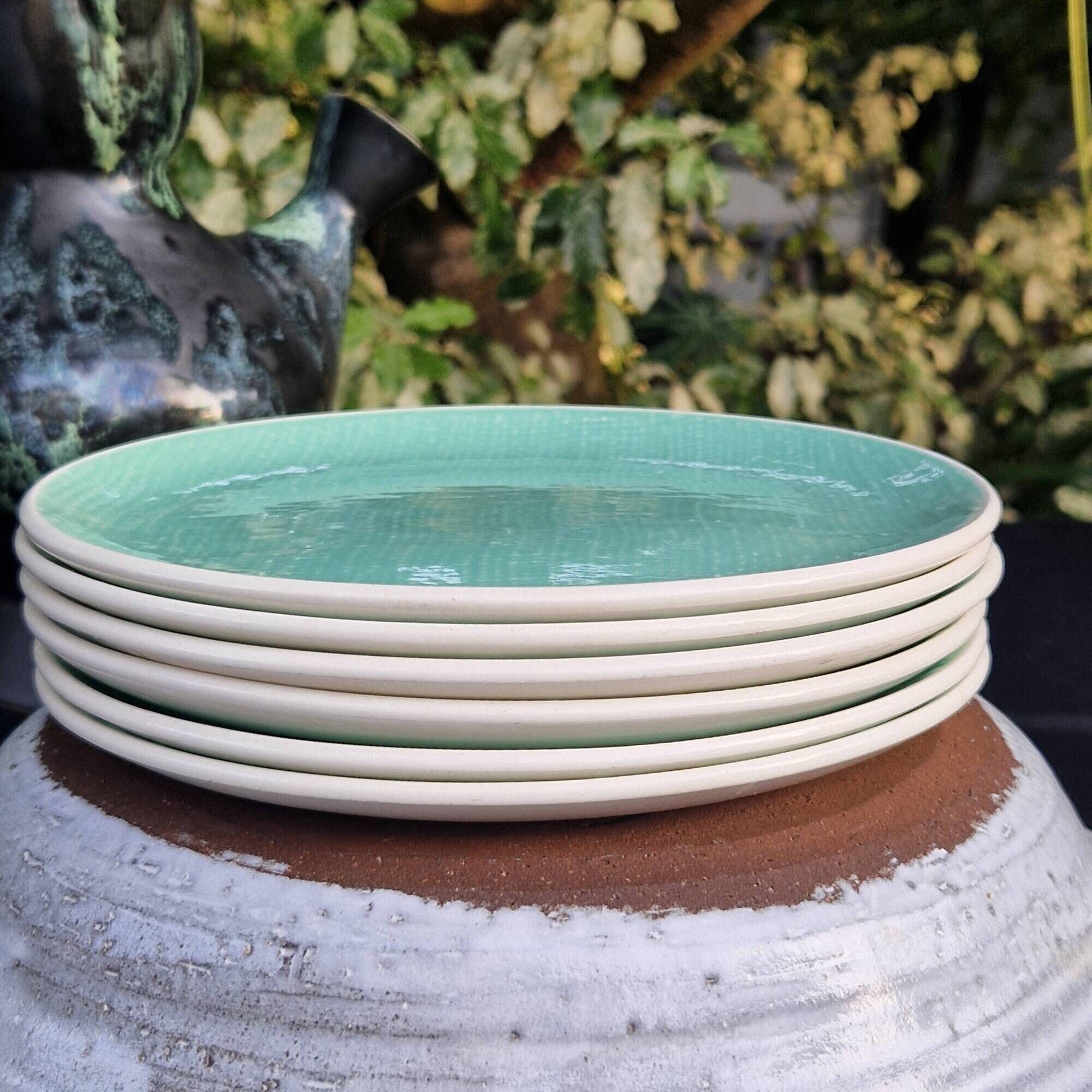 Set of 6 SALINS Deauville dessert plates, GREEN model