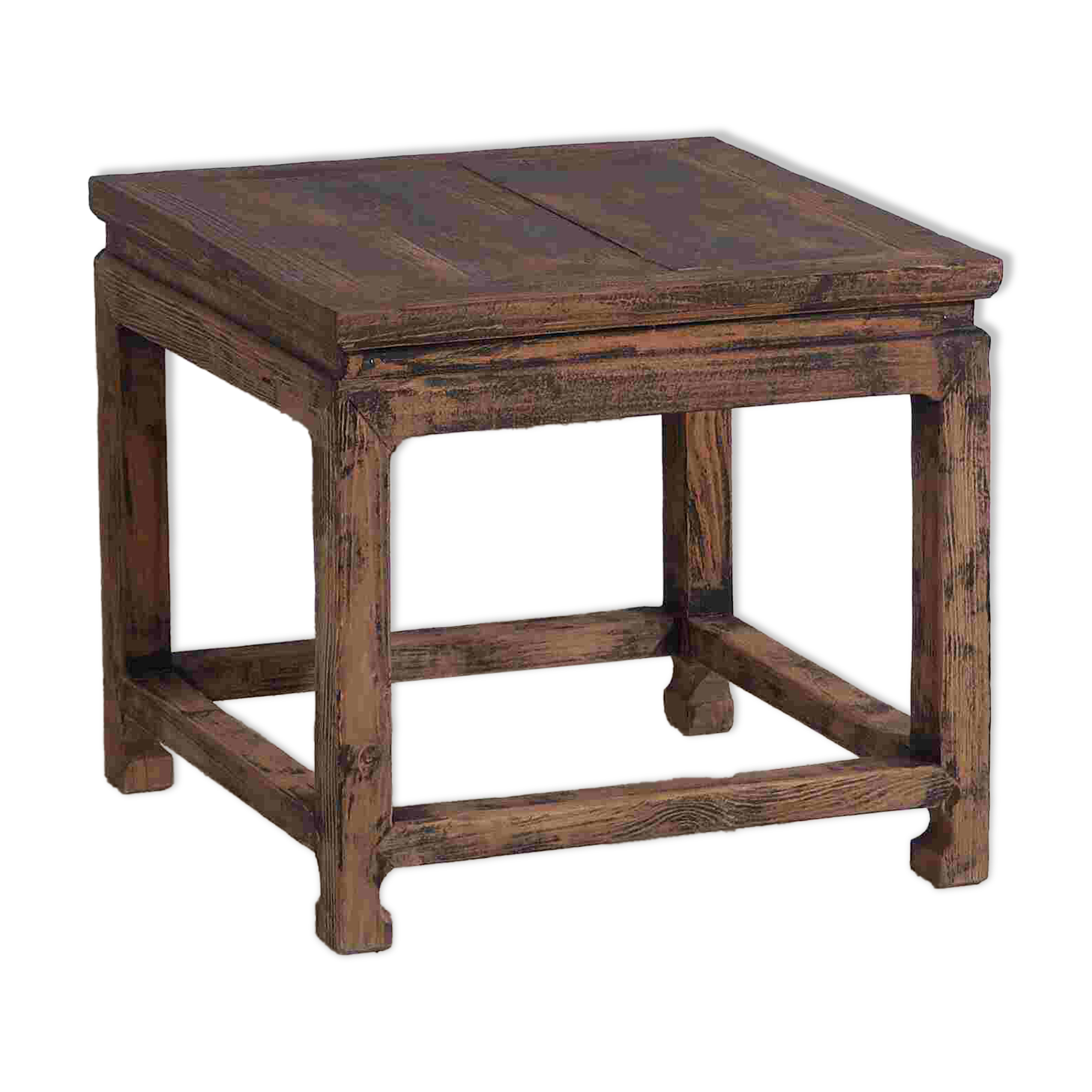 Square side table in old solid wood