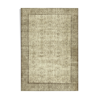 Handmade antique oriental beige carpet 208 cm x 303 cm