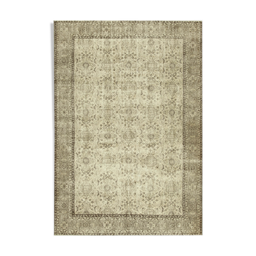 Handmade antique oriental beige carpet 208 cm x 303 cm
