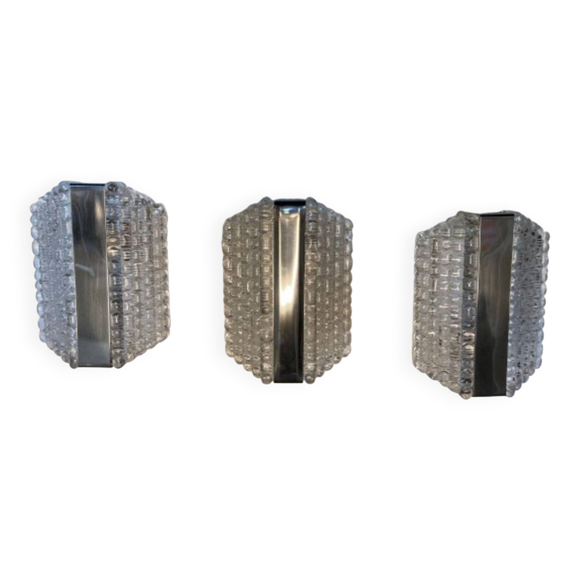 Appliques en verre dépoli de Kaiser Leuchten, années 60. Lot de 3.