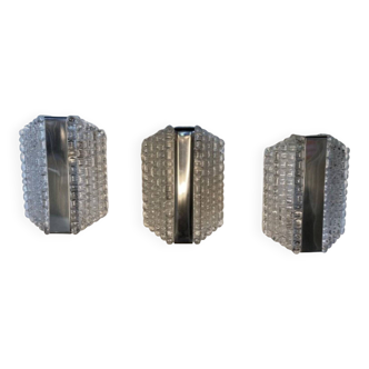 Appliques en verre dépoli de Kaiser Leuchten, années 60. Lot de 3.