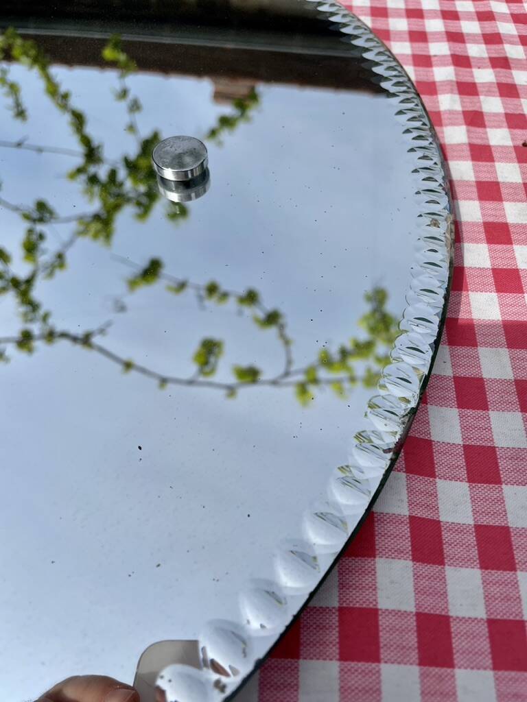 Large bevelled oval mirror 90x60 cm