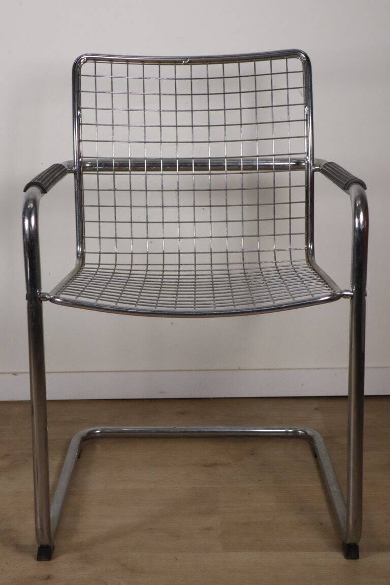 Pair of vintage chrome metal armchairs, 1970