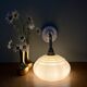 Vintage angled wall lamp with pale yellow opaline shade