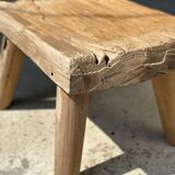Small side table or stool in four-legged blond teak H:30 L43 l30