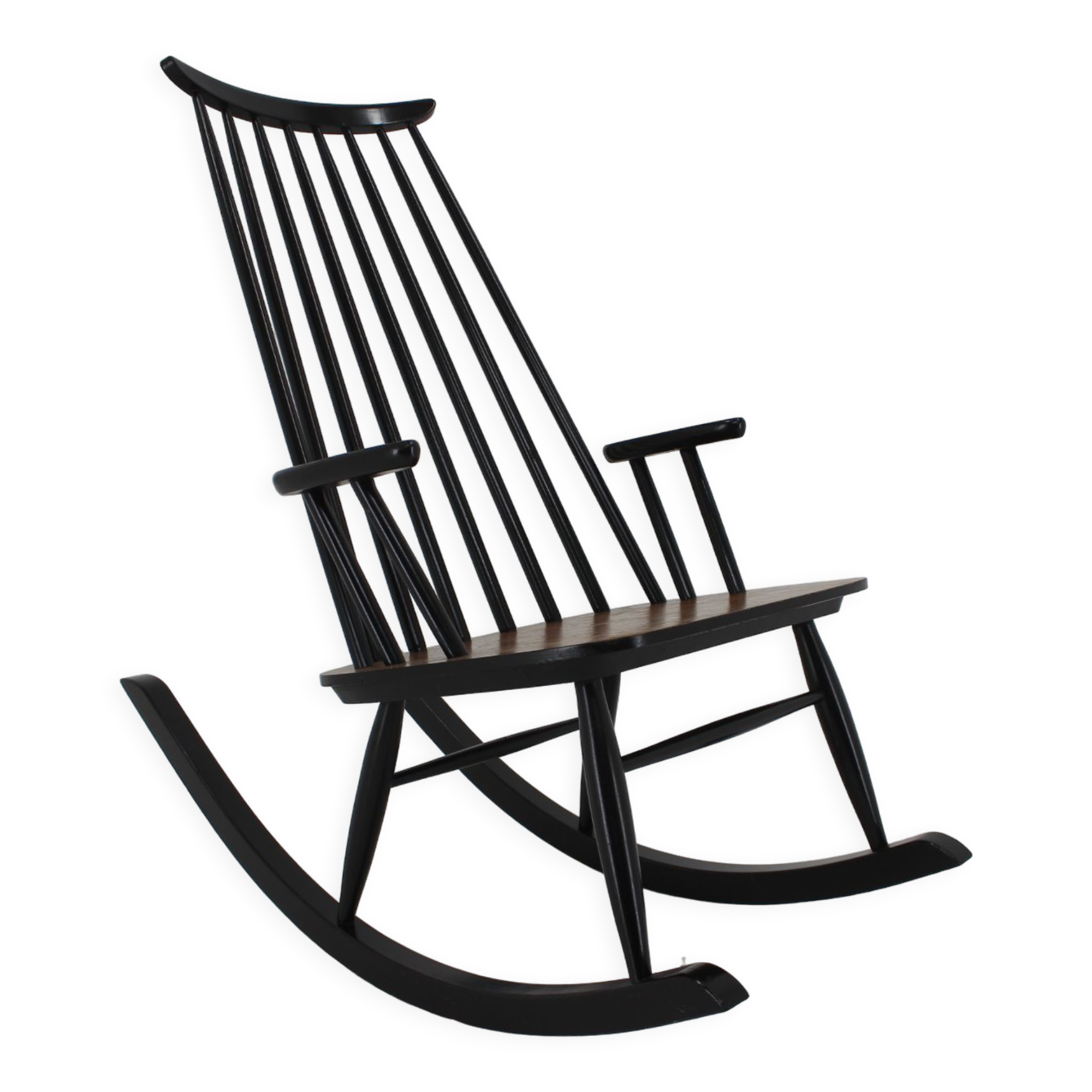 1960s Varjosen Puunjalostus beech rocking chair, Finland