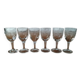 Lot de 6 verres cristal gravés