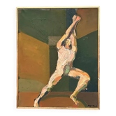 Swedish Oil on Canvas"The Discus Thrower" by Eric Elfvén,vintage and framed
