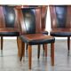 Set of 4 sheepskin design dining room chairs brown with black leather