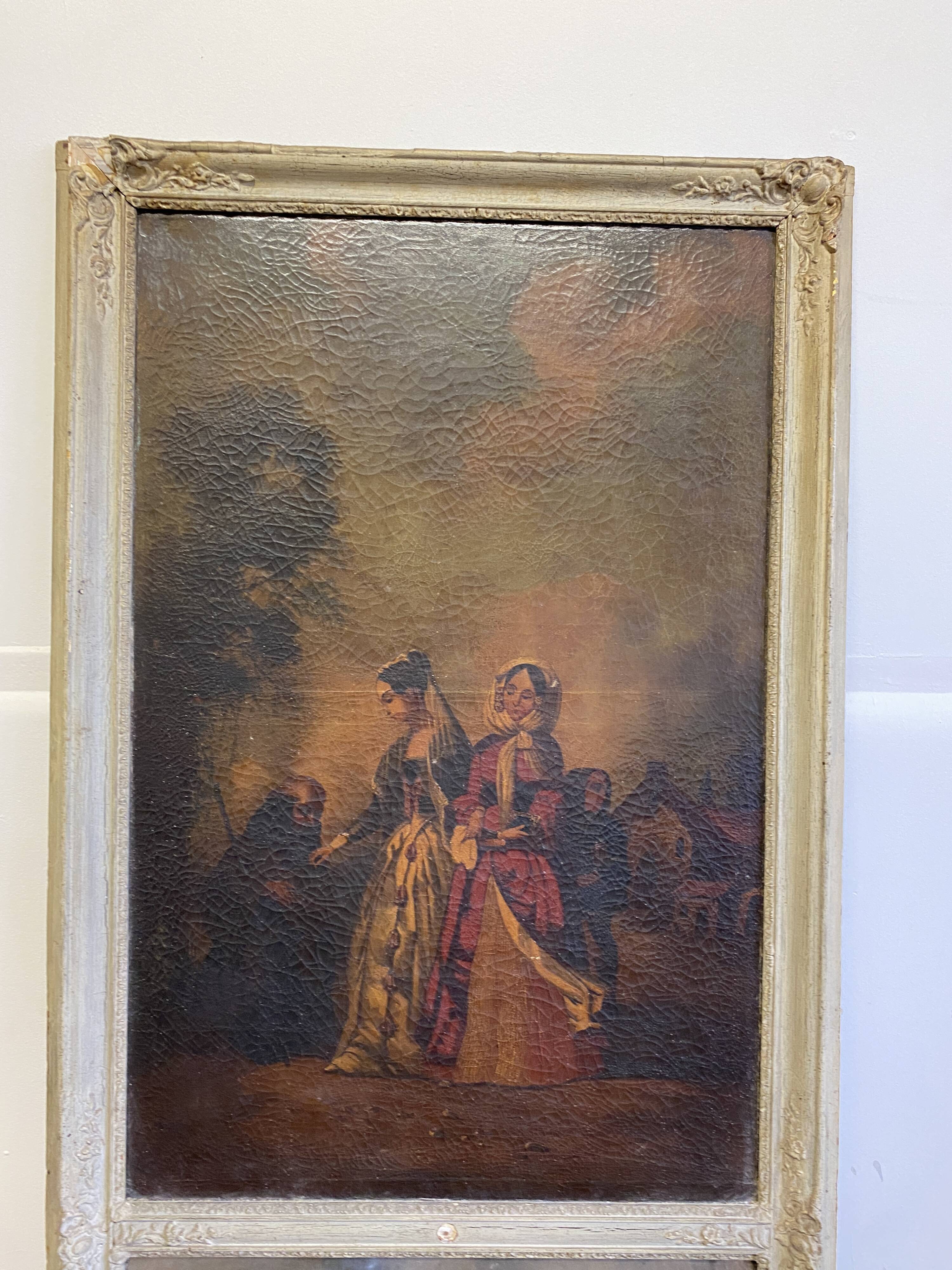 19th century trumeau - Romantic scene - 77cm x 160cm