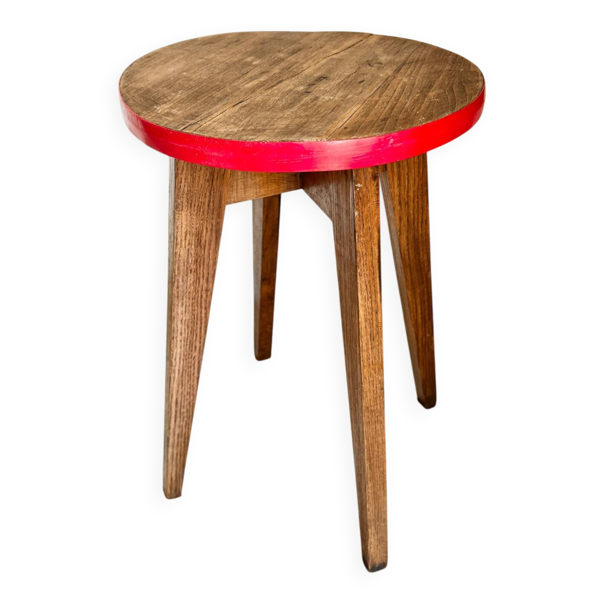Vintage round wooden stool