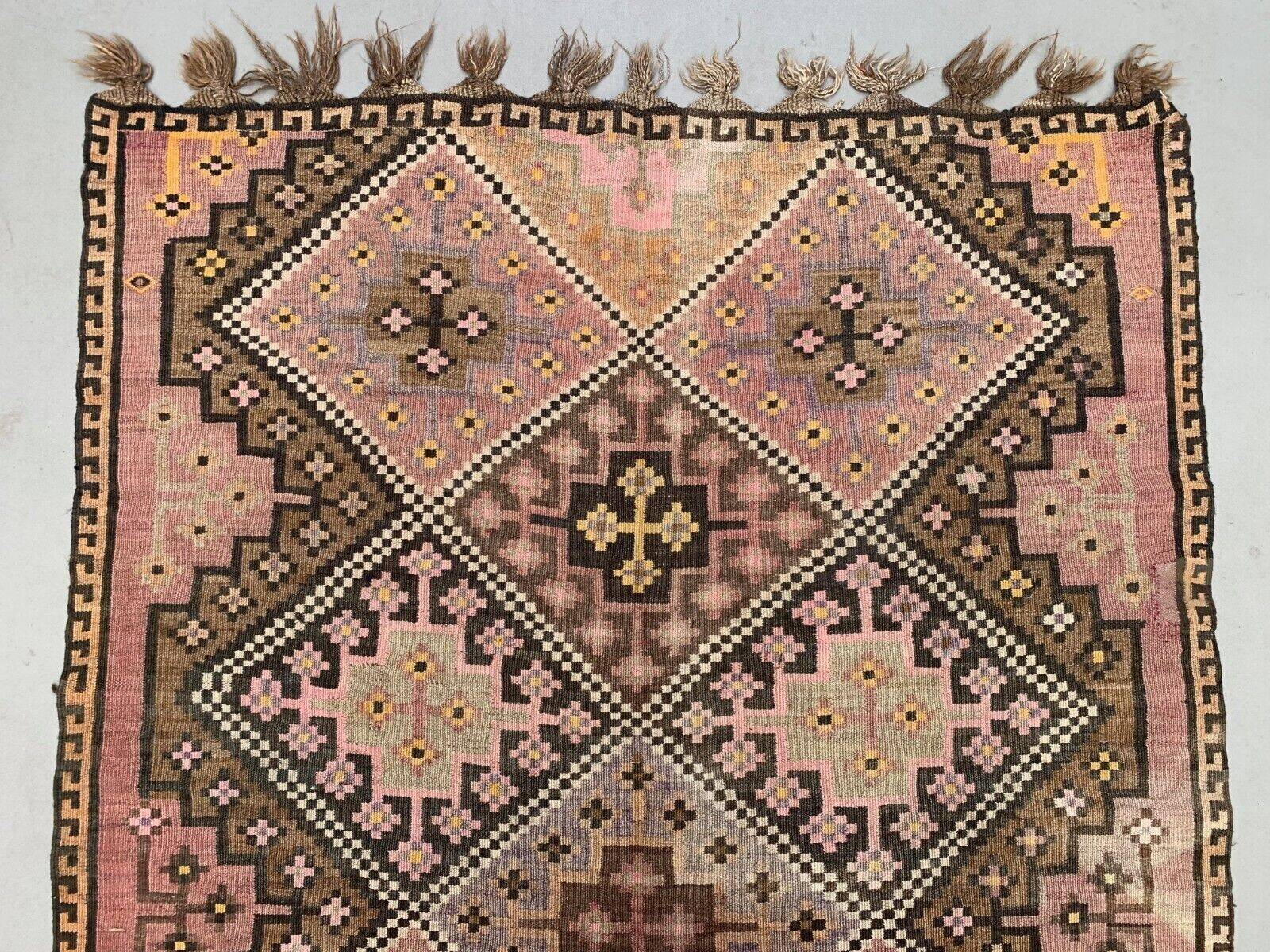 Vintage Turkish kilim 377x152 cm wool kelim rug large 2496