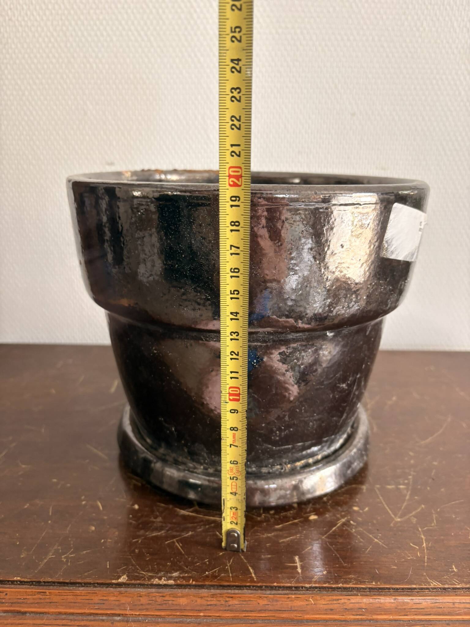 Vintage Red Black Metallic Terracotta Flower Pot