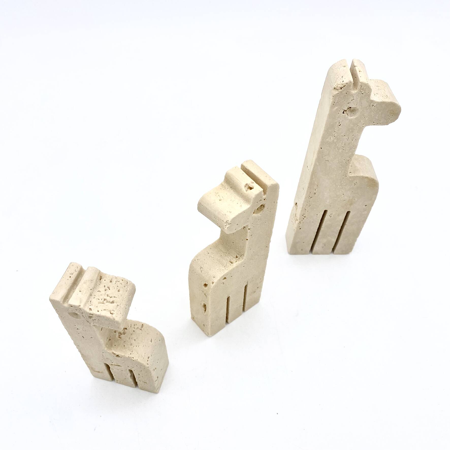 Family of 3 giraffes in travertine by Fratelli Mannelli