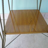 Formica side shelf, 2 shelves, gold metal - 60s