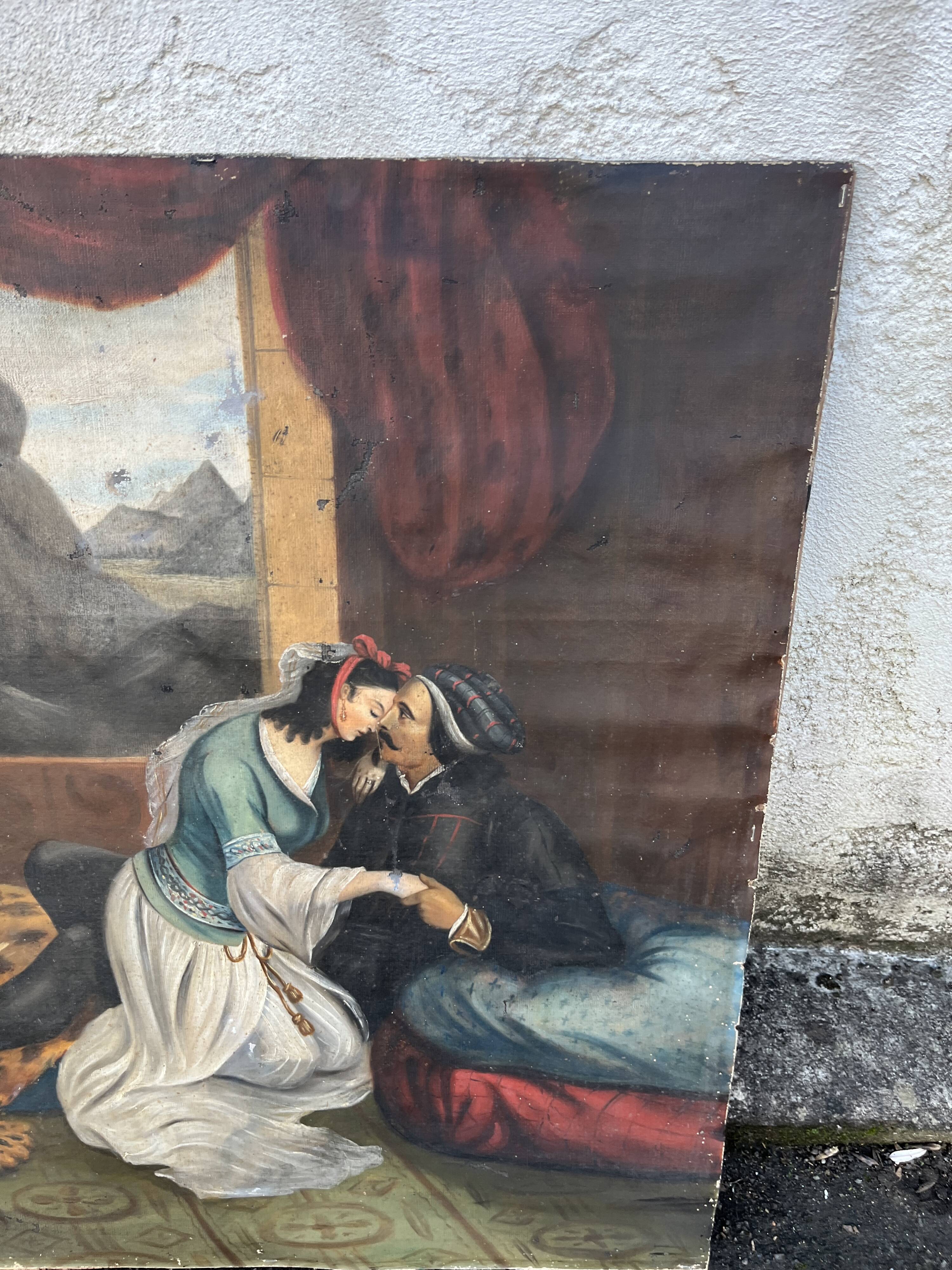 Grand Orientalist Tableau – Harem Scene: The Couple and the Panther
