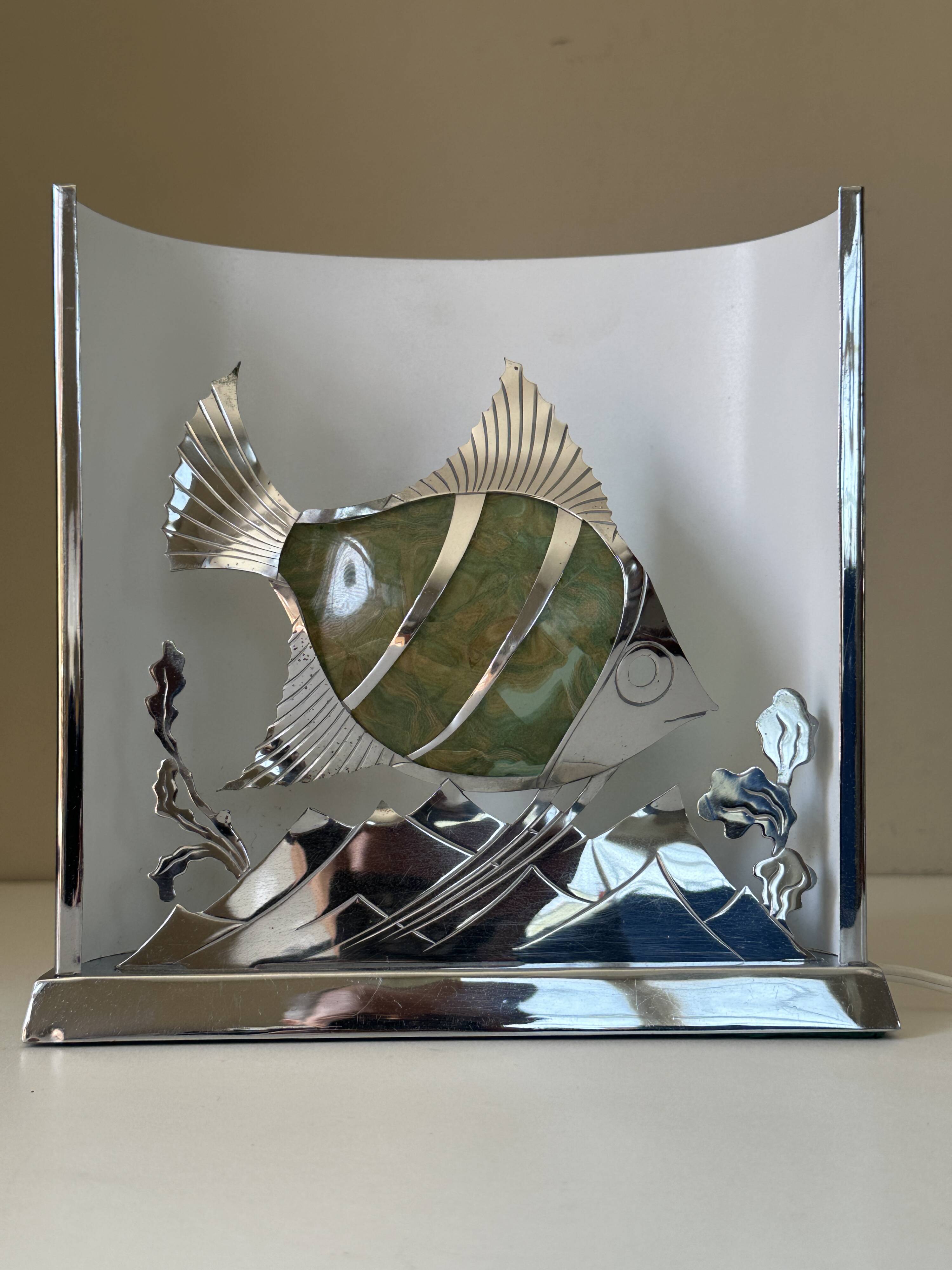 Fish lamp signed vintage design 50s