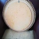 Miroir rotin et bois vintage de forme ovale 43x50cm