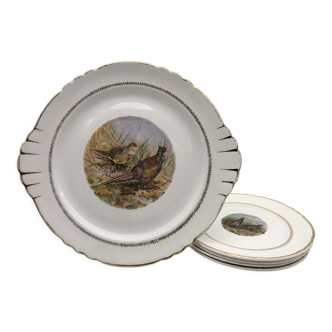 Moulin des Loups, 4 dessert plates with serving dish.