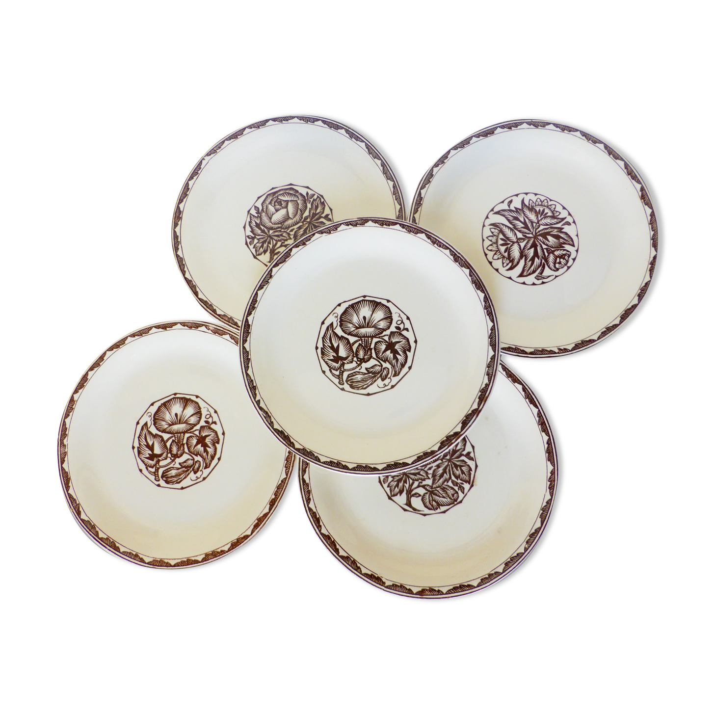 5 Sarreguemines dessert plates, Argonne model