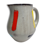 Ceramic pitcher signed Bresse in bright colors