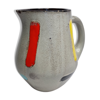 Ceramic pitcher signed Bresse in bright colors