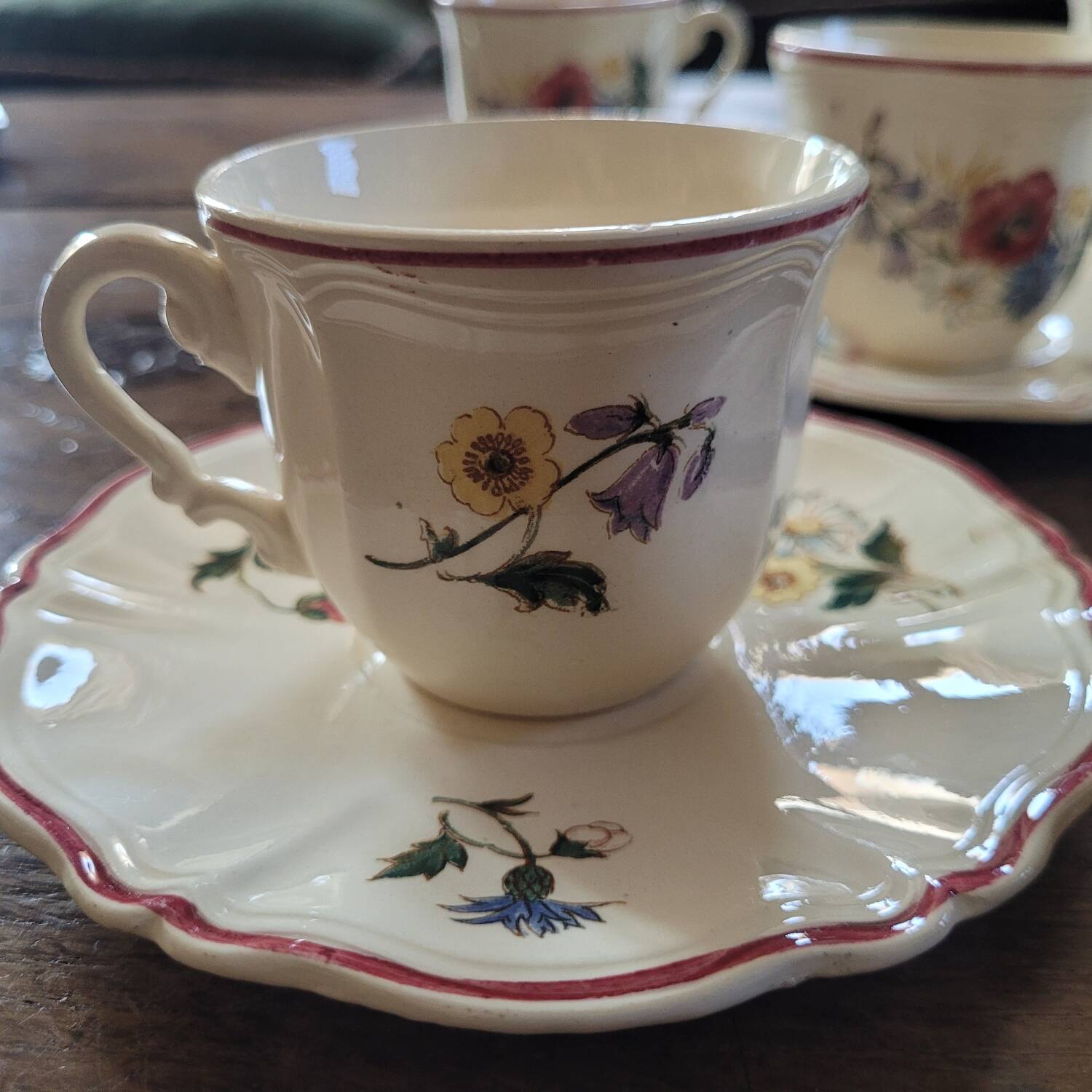 Rustic cups Digoin Sarreguemines 1930