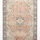 Vintage Turkish rug in red and beige with floral medallion, 199 × 288 cm