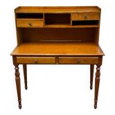 Vintage solid wood desk with removable secretary in colonial style from the 1960s.