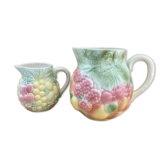 Broc carafe and small pitcher Salins slurry fruit