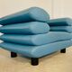 Chaise lounge suédoise vintage rétro en cuir turquoise
